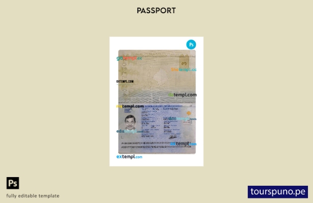 Plantilla de pasaporte de Kosovo lista para imprimir